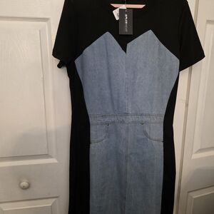 New Look Black and Blue Midi Dress